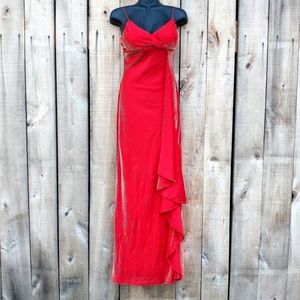 Cache Red & Gold Shimmer Prom/Formal Dress